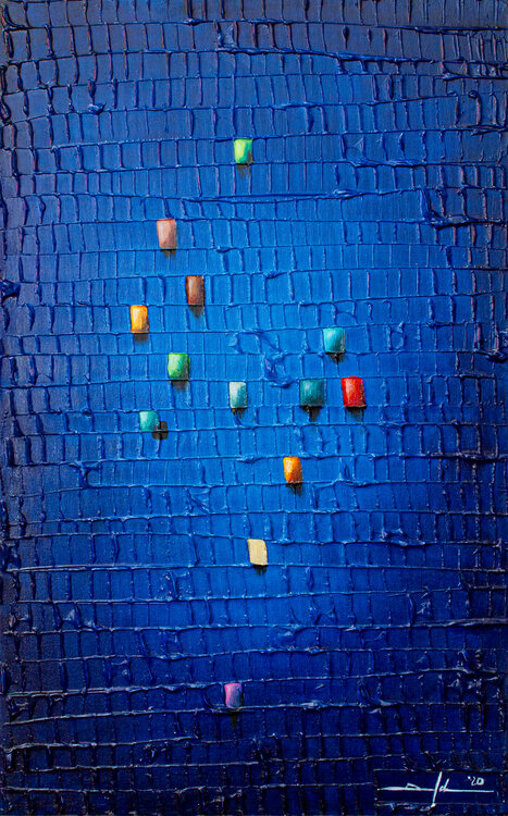 Analog Pixels / 2020 / blue / 50 x 80 cm Danny Frede