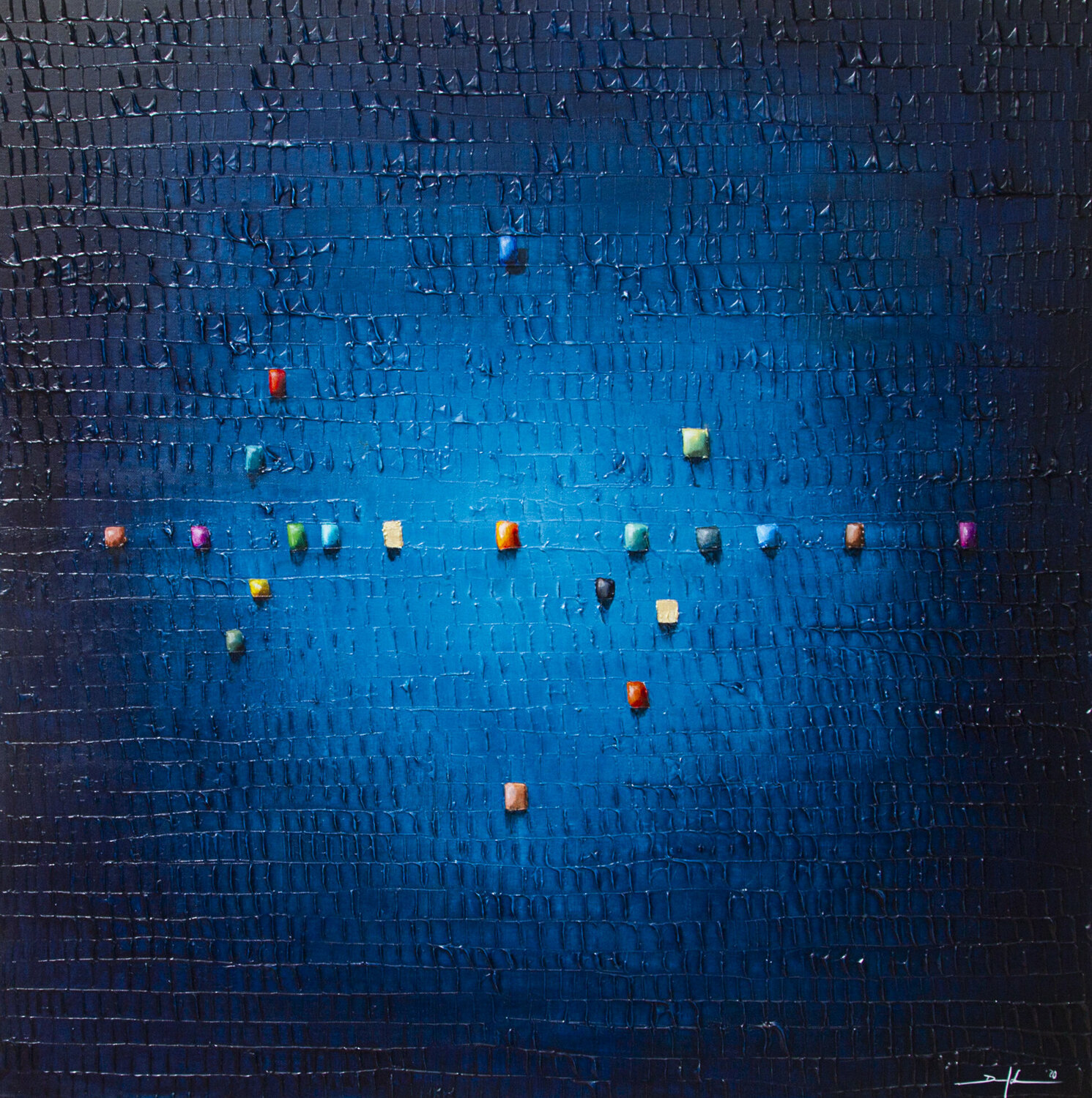 Analog Pixels / Serial Rectangles / 2020 / blue / 110x110 Danny Frede
