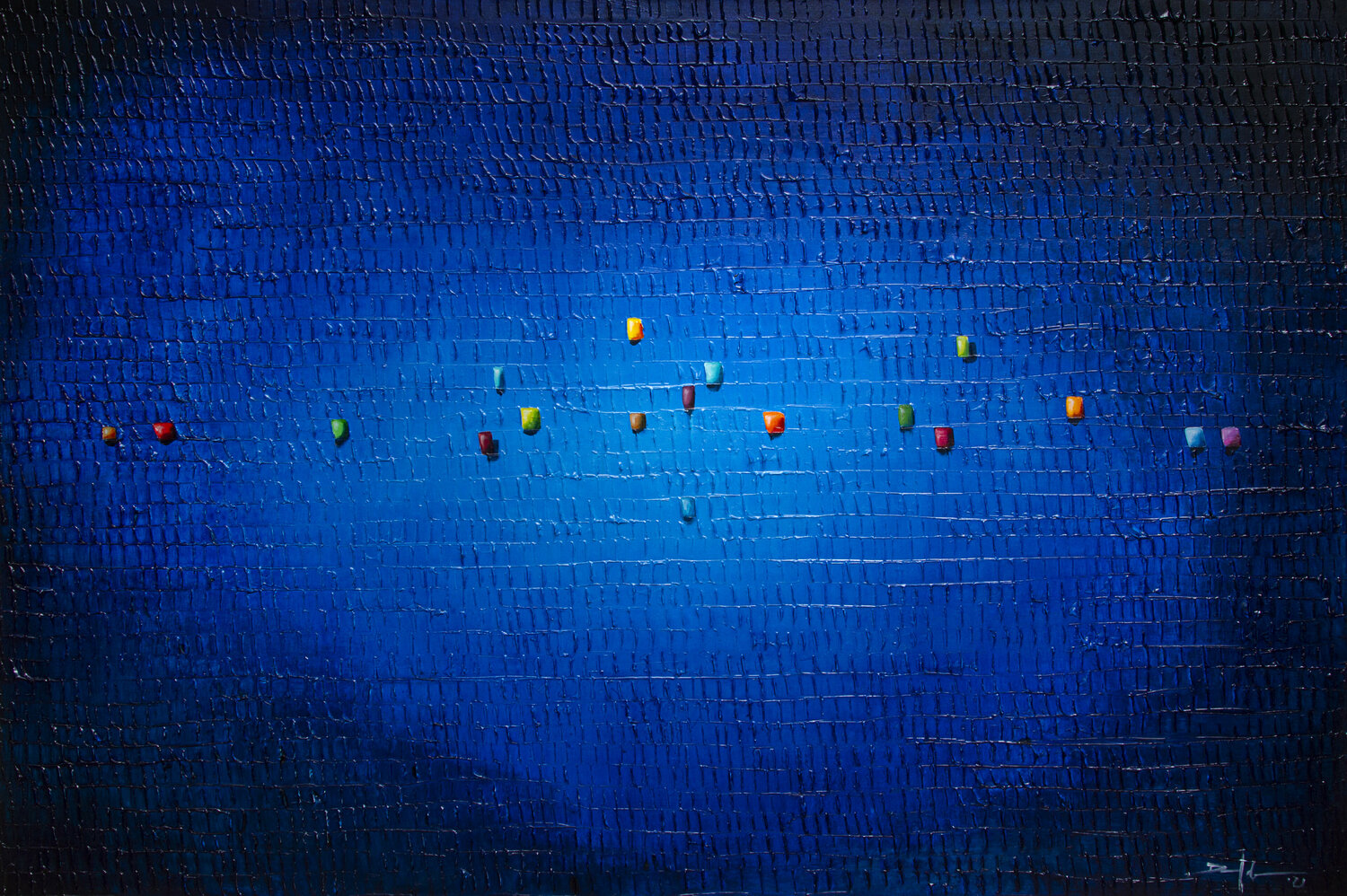 Analog Pixels / Serial Rectangles / 2021 / blue2 / 180x120 Danny Frede Origineel schilderij te koop