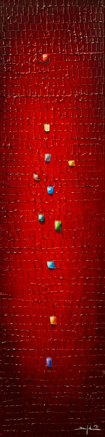 Analog Pixels / Serial Rectangles / 2021 / red / 30x120 Danny Frede