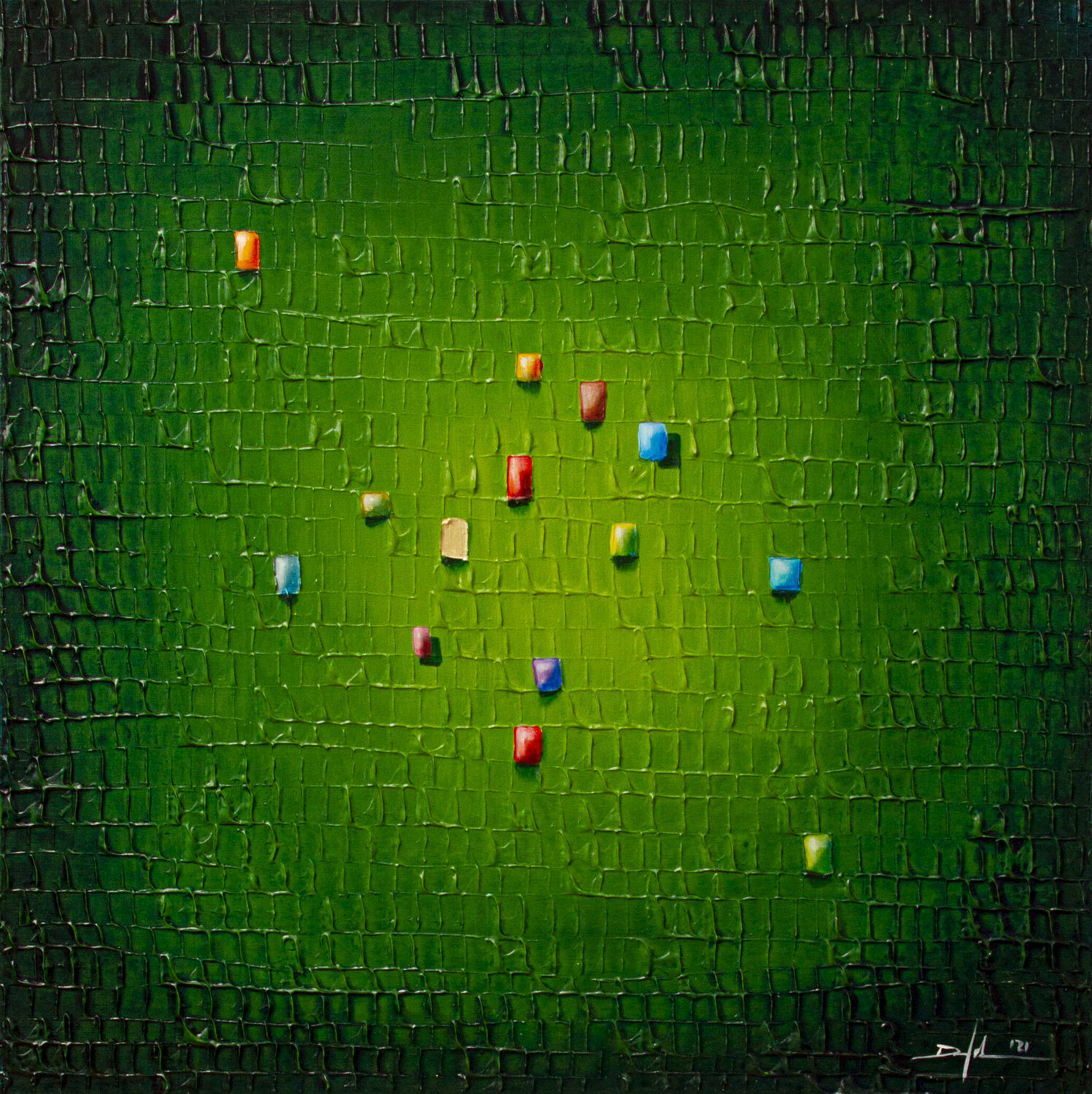 Analog Pixels / Serial Rectangles / 2021 / green / 80x80 Danny Frede