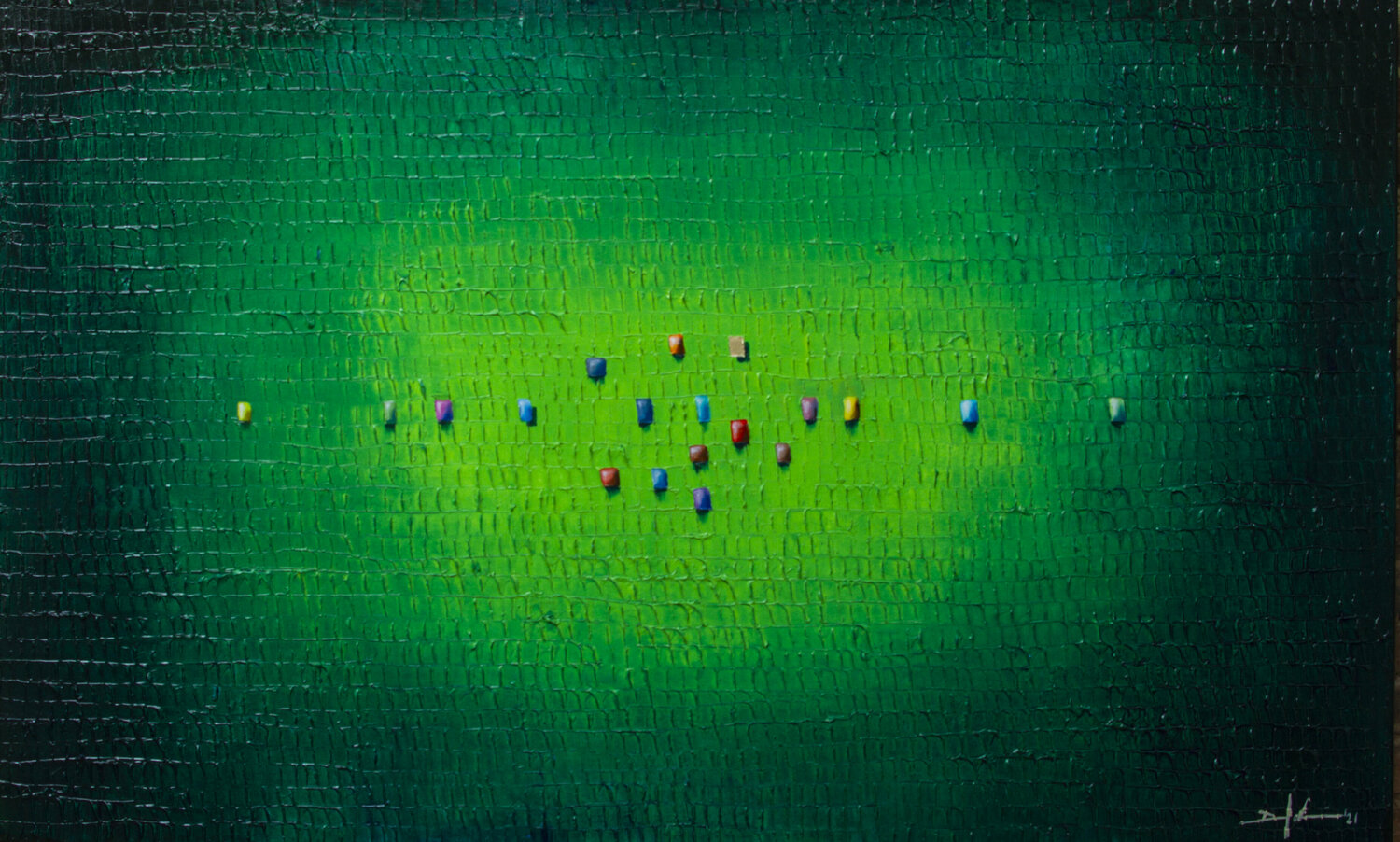 Analog Pixels / Serial Rectangles / 2021 / green / 180x110 Danny Frede