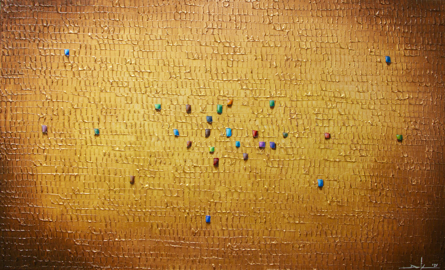 Analog Pixels / Serial Rectangles / 2021 / gold copper / 180x110 Danny Frede Originalgemälde zu verkaufen