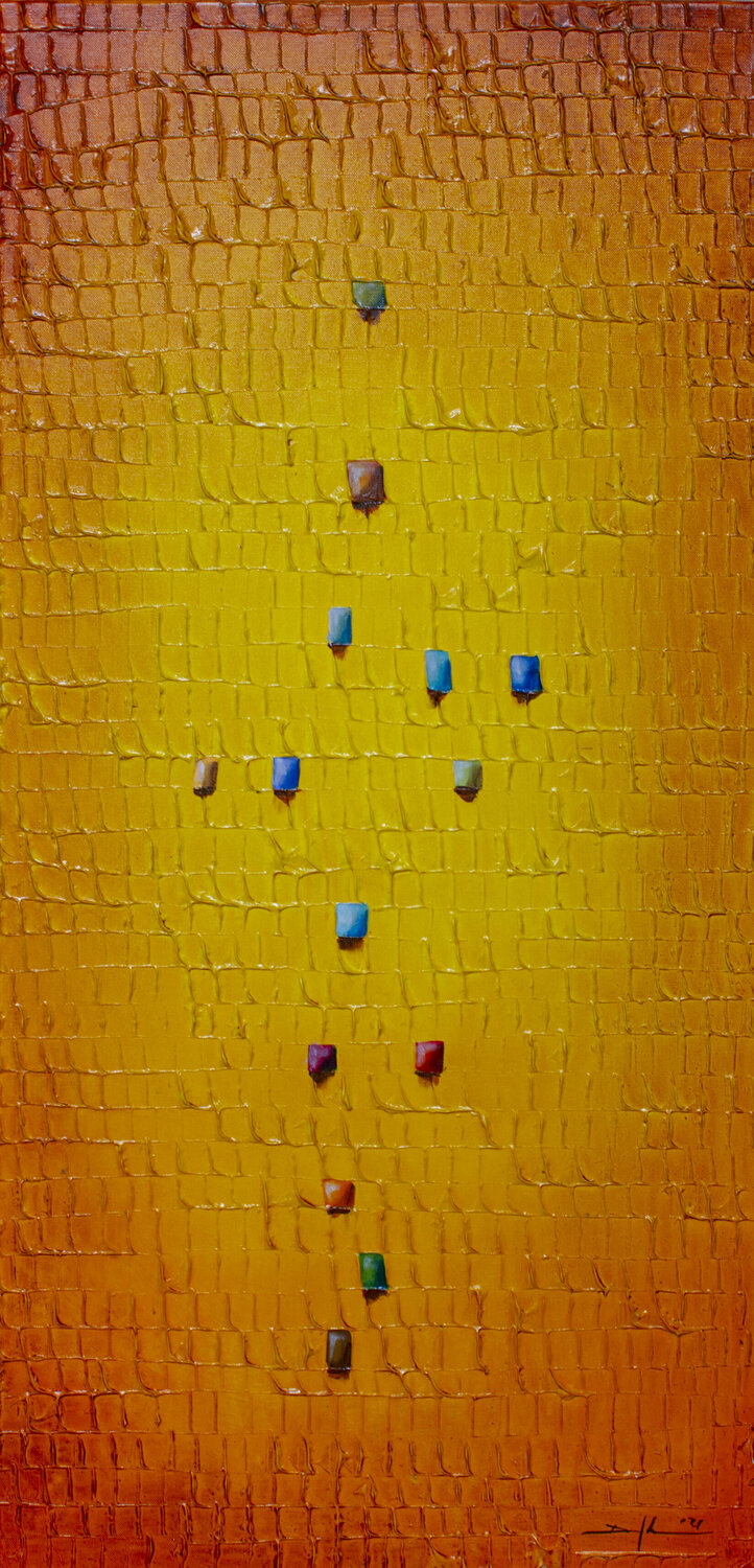 Analog Pixels / Serial Rectangles / 2021 / yellow / 50x100 Danny Frede Original painting for sale