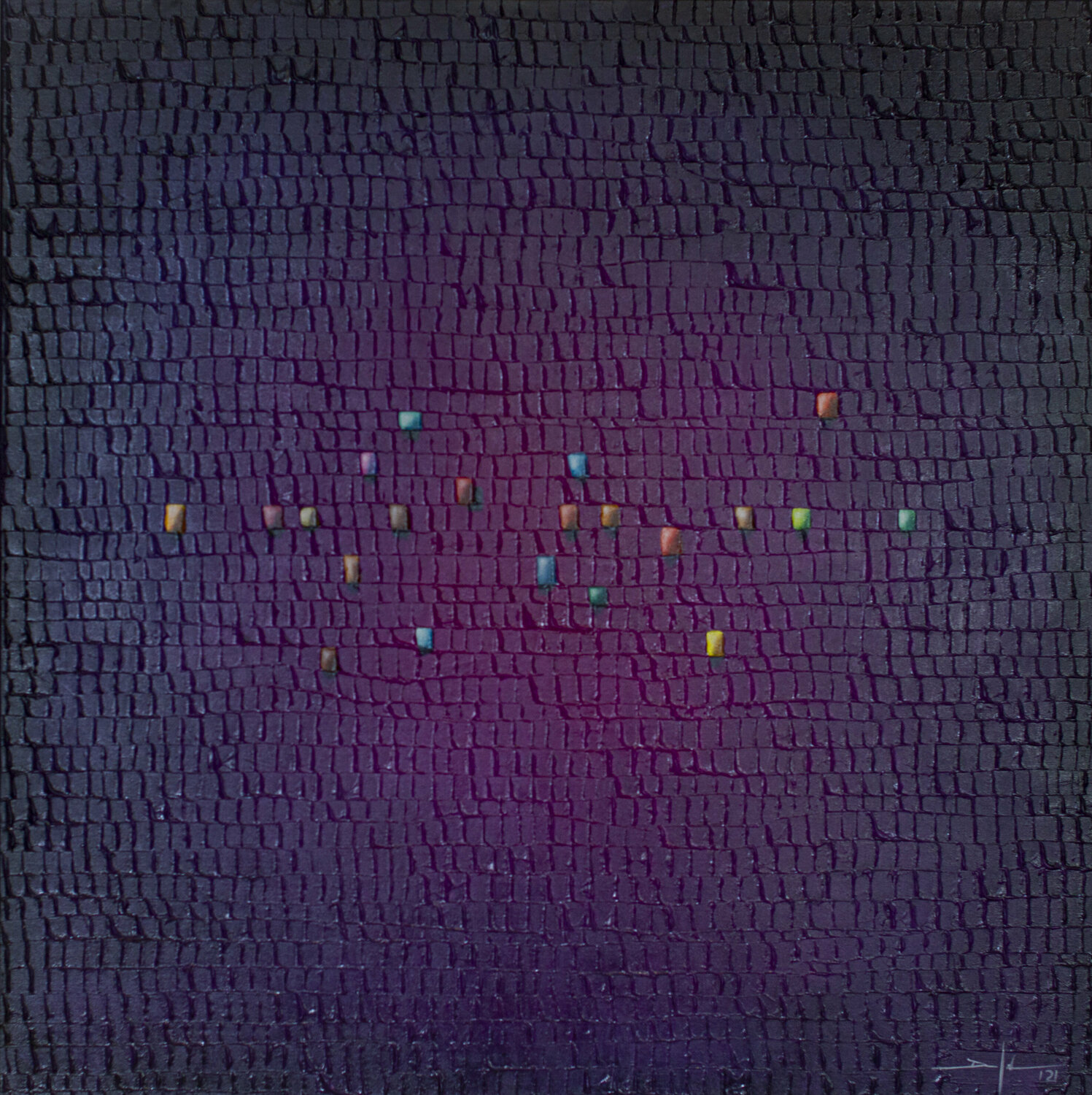 Serial Rectangles / 2020 / magenta / 110x110 Danny Frede Origineel schilderij te koop
