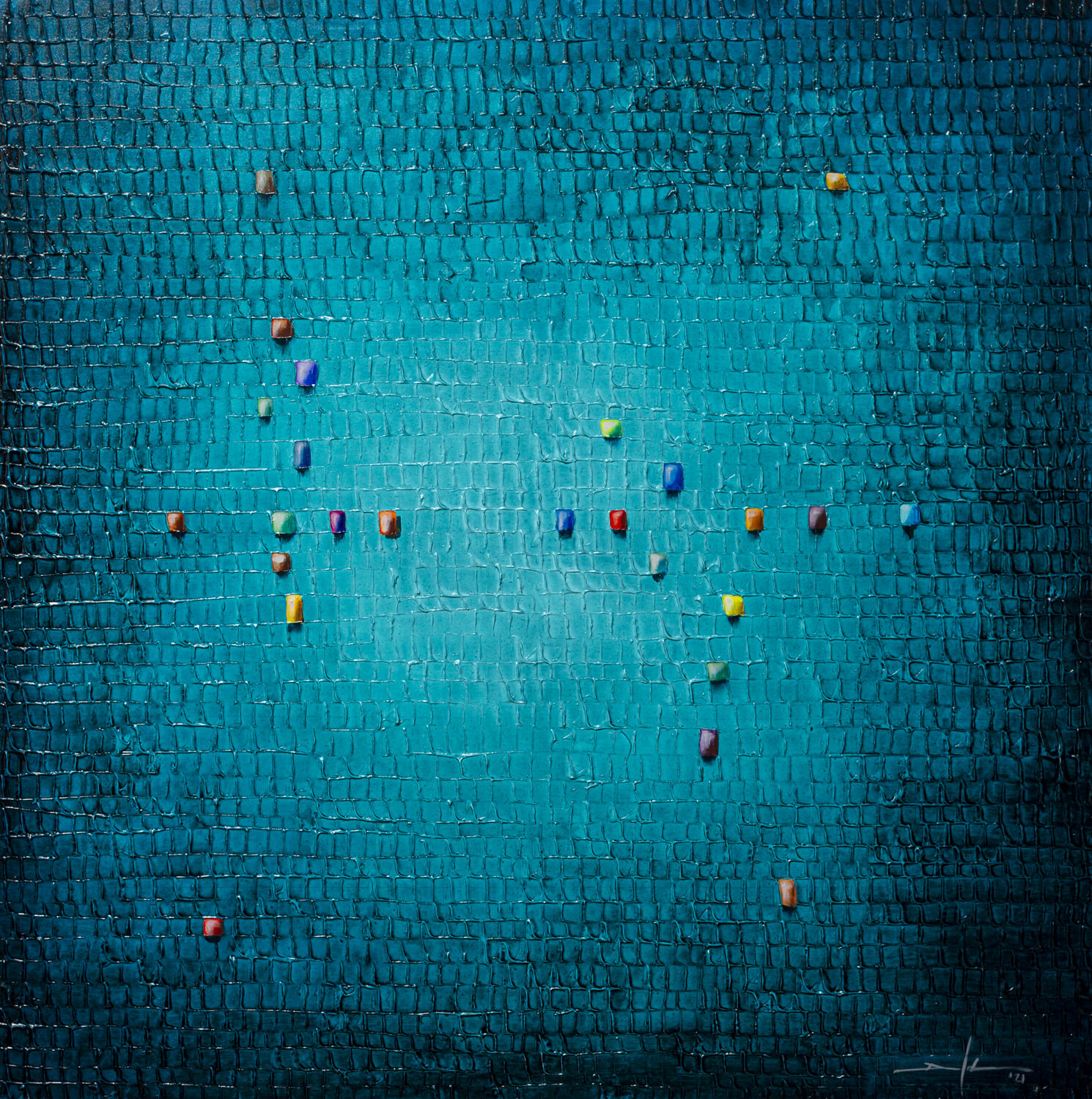 Serial Analog Pixels / 2021 / tuerkisgreen / 120x120 Danny Frede