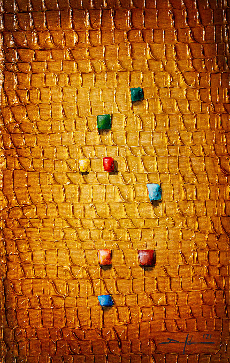 Analog Pixels / 2021/ gold / 34 x 55 Danny Frede Original painting for sale