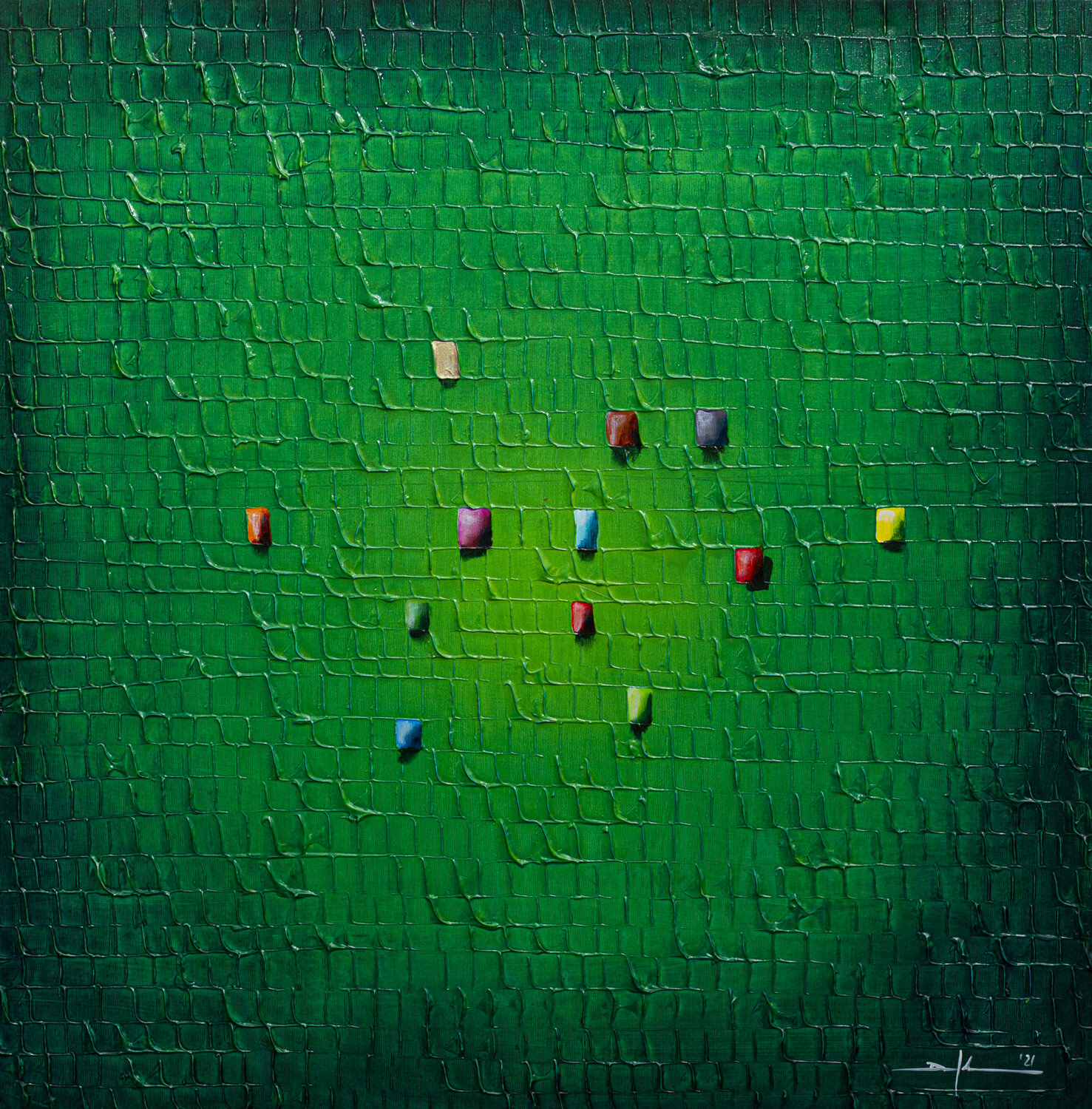 Serial Analog Pixels / 2021 / green 2 / 80x80 Danny Frede