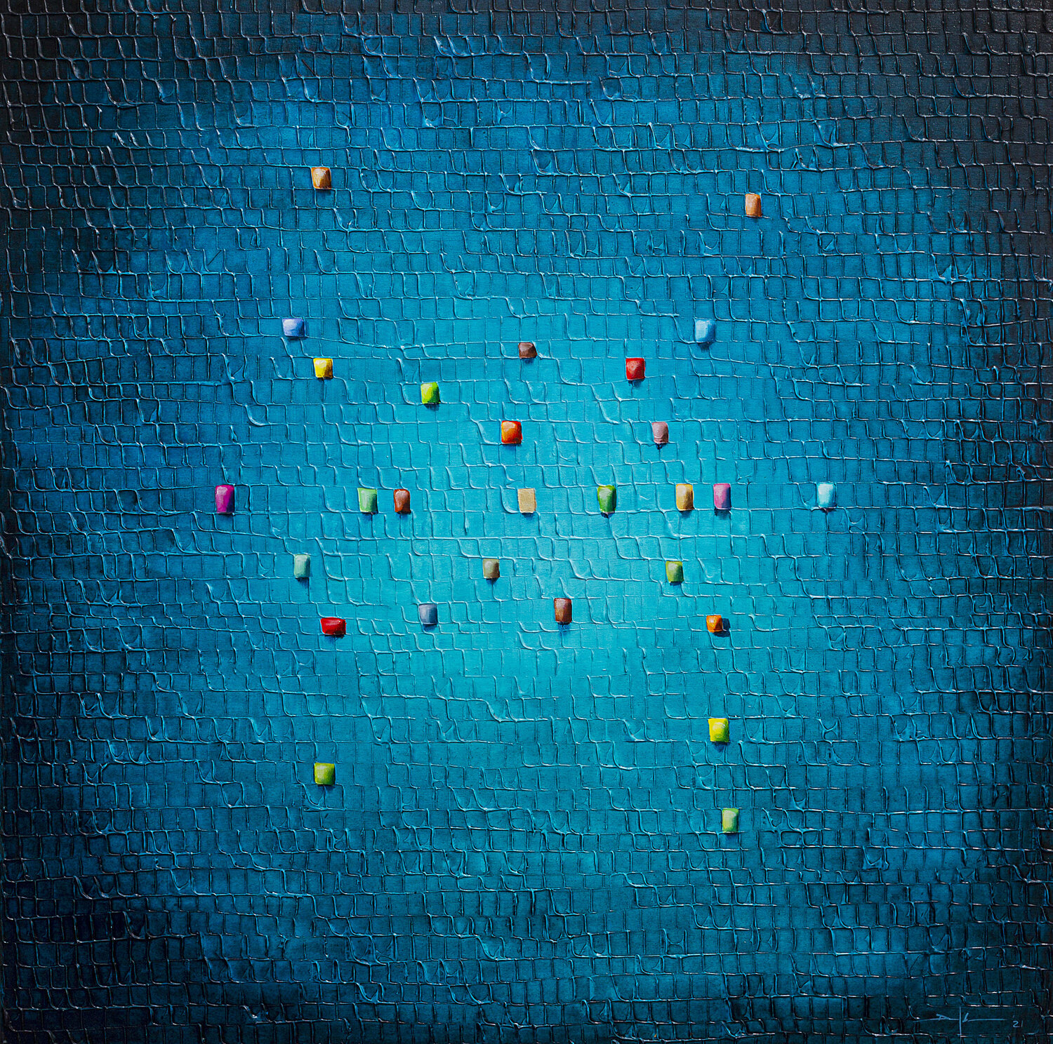 Serial Analog Pixels / 2021 / tuerkisgreen 3 / 120x120 Danny Frede Origineel schilderij te koop