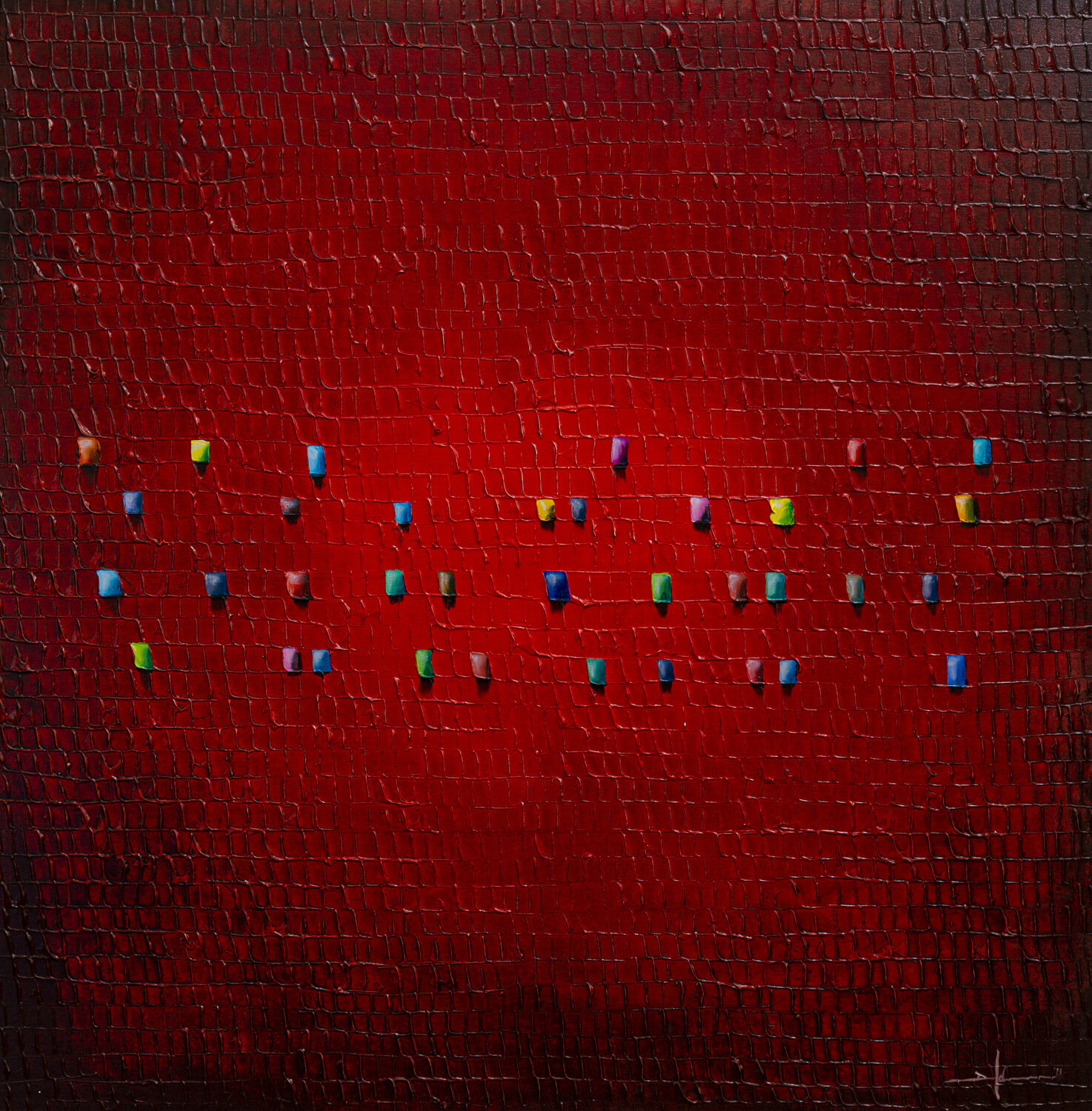 Serial Analog Pixels / 2021 / red / 120x120 Danny Frede Original painting for sale