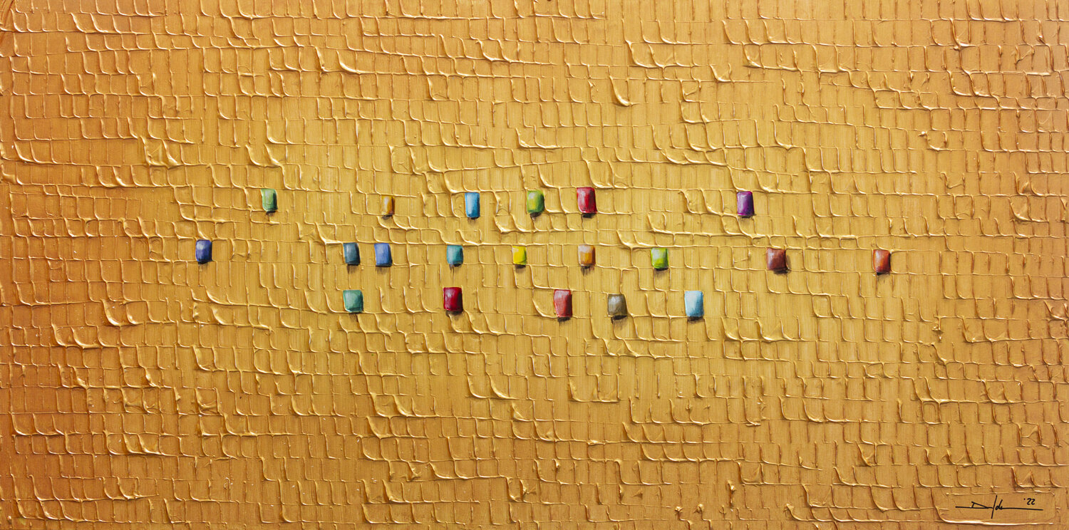 Serial Rectangles / 2022 / gold / 120 x 60 cm Danny Frede Original painting for sale