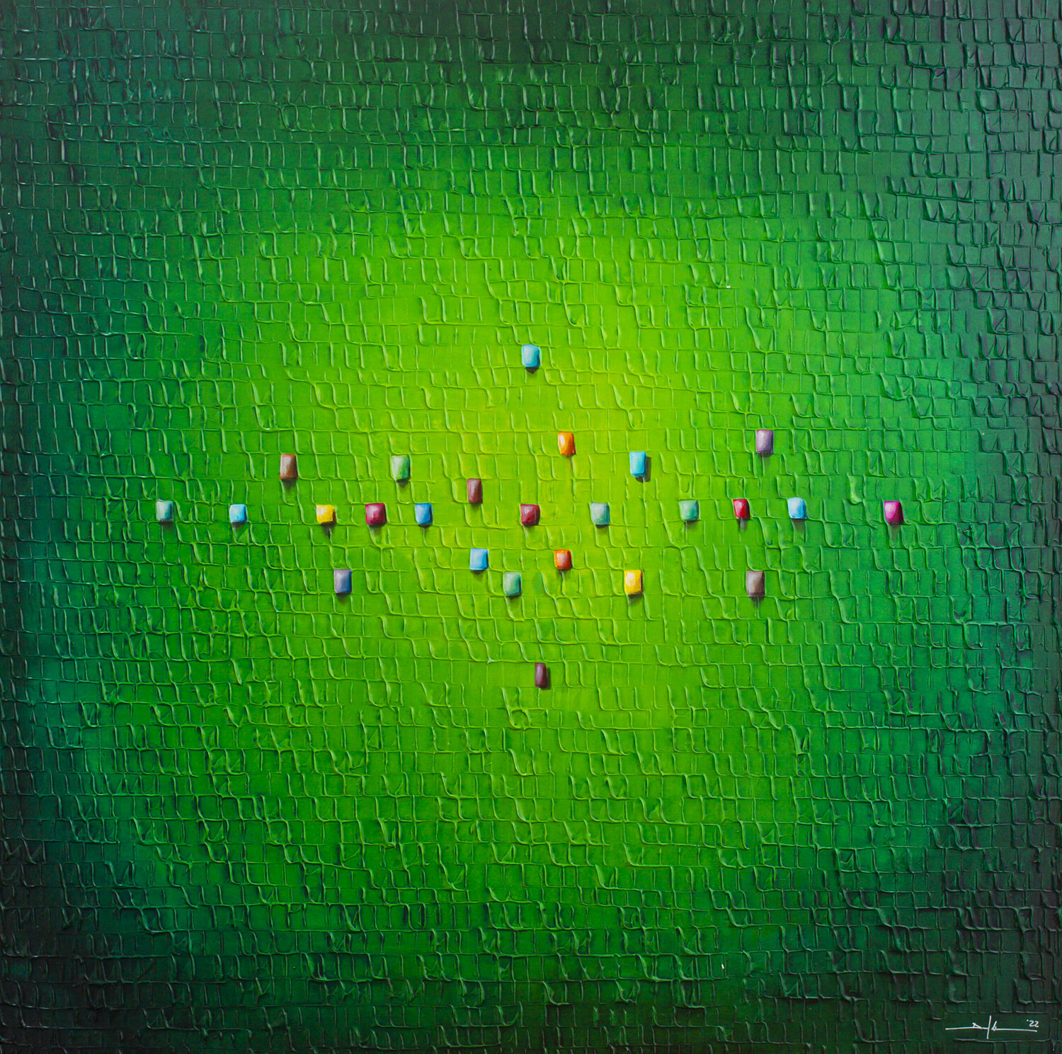Analog Pixels / Serial Rectangles / 2022 / green B / 120x120 Danny Frede