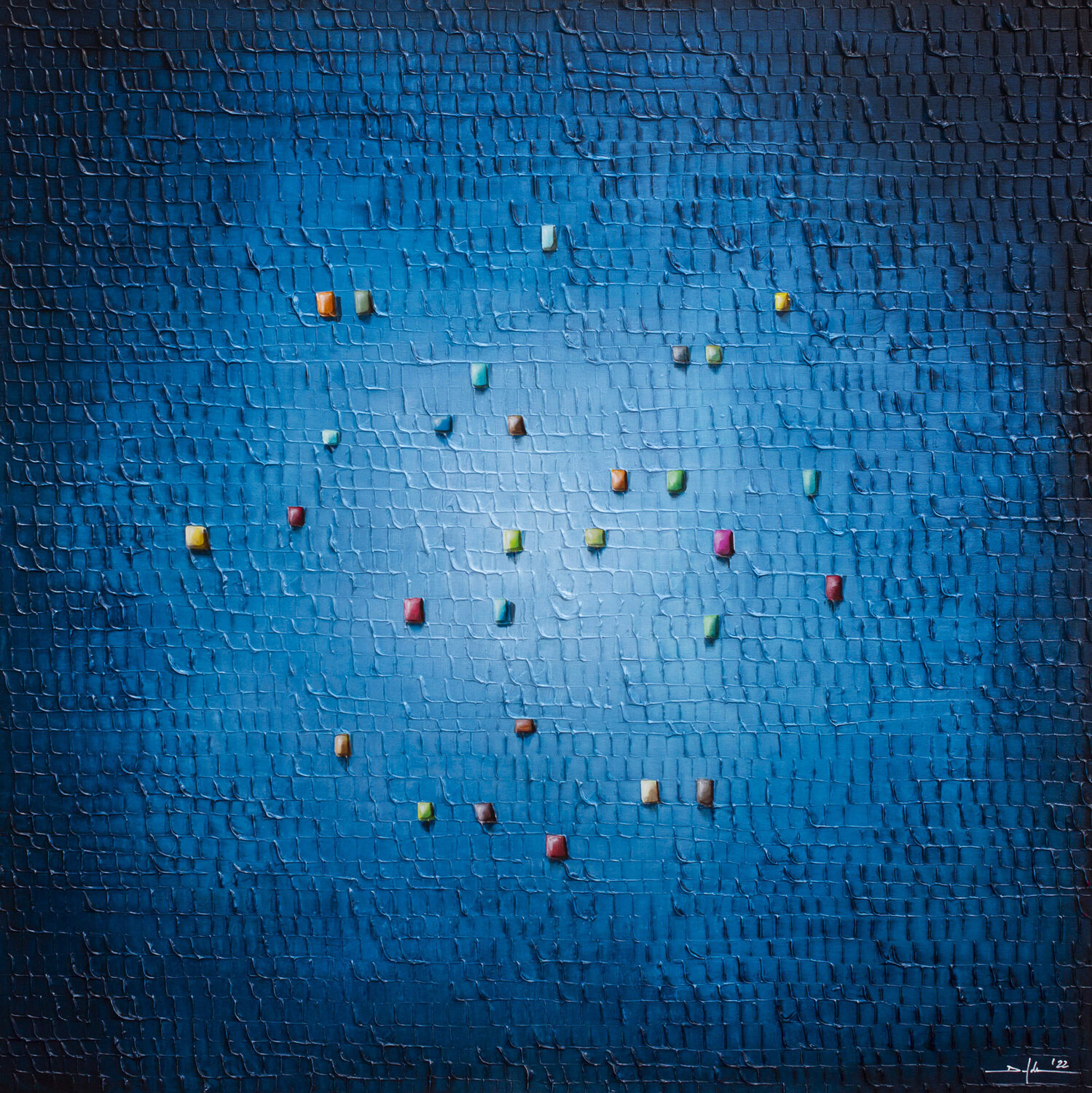 Analog Pixels / Serial Rectangles / 2022 / blue / 120x120 / 2ZRE2 Danny Frede