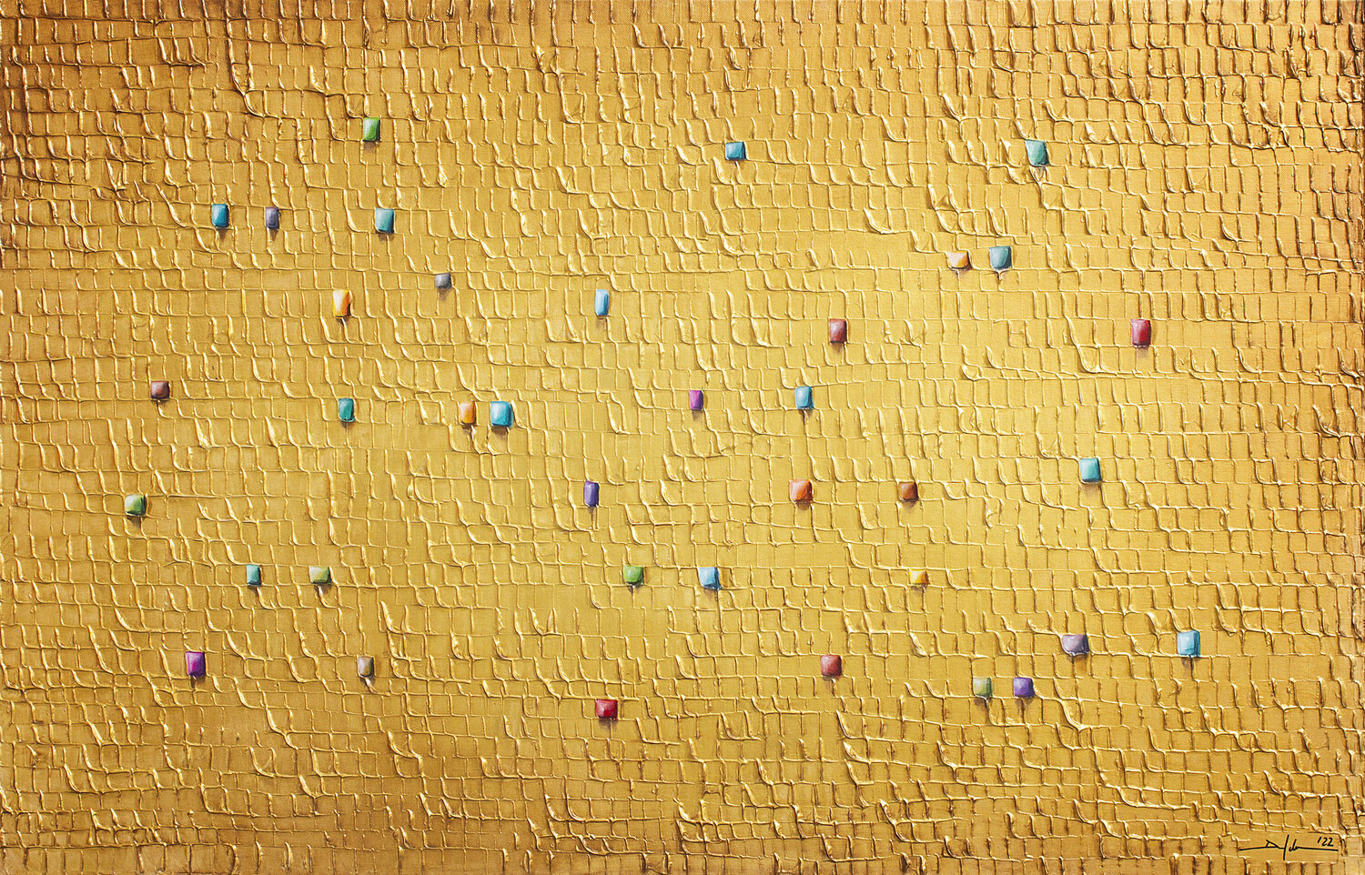 Analog Pixels / Serial Rectangles / 2022 / gold / 140x90 / EDD5 Danny Frede