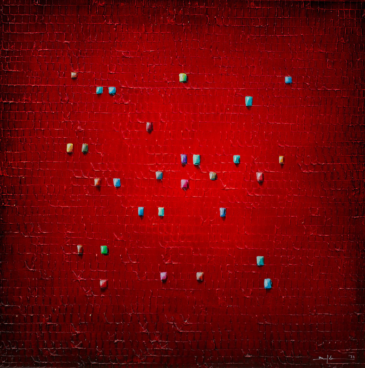 Analog Pixels / Serial Rectangles / 2021 / red / 110x110 / TLK3 Danny Frede
