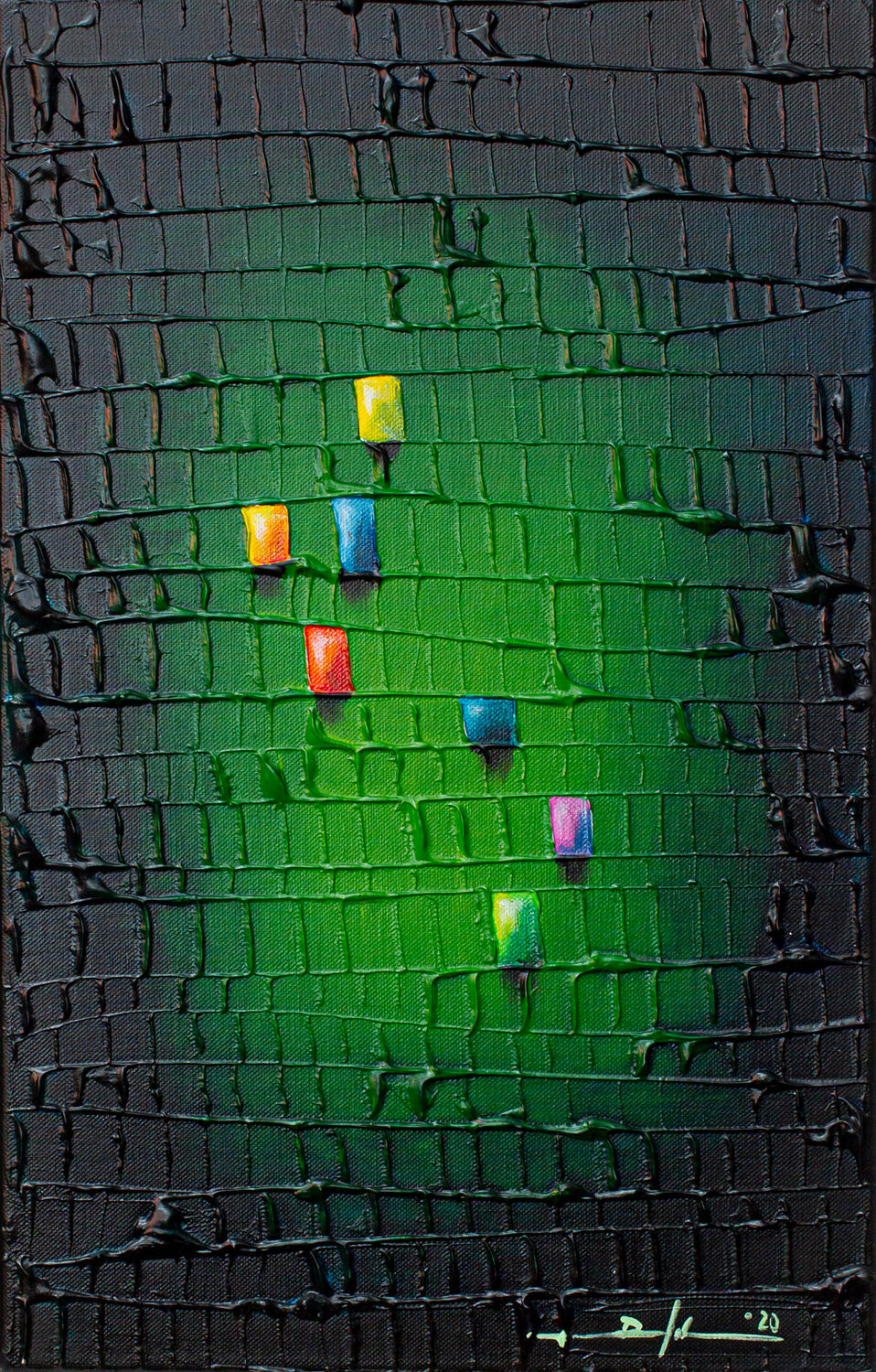 Analog Pixels / 2020 / green / 35 x 55 cm Danny Frede