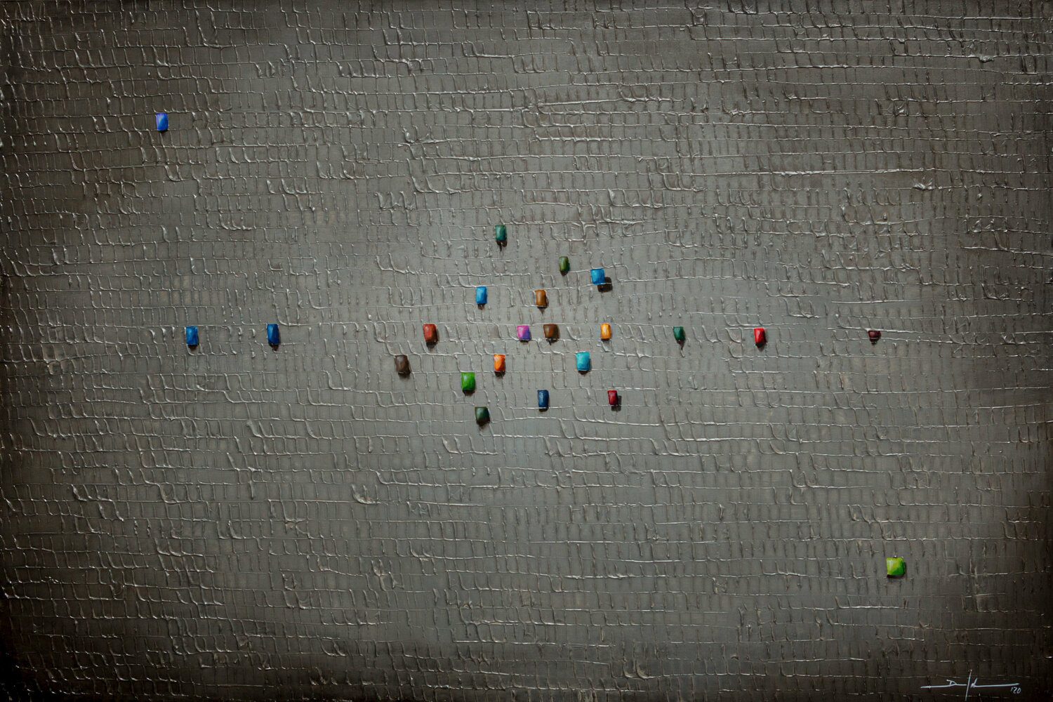 Analog Pixels / Serial Rectangles / 2020 / grey / 180x120 Danny Frede Origineel schilderij te koop