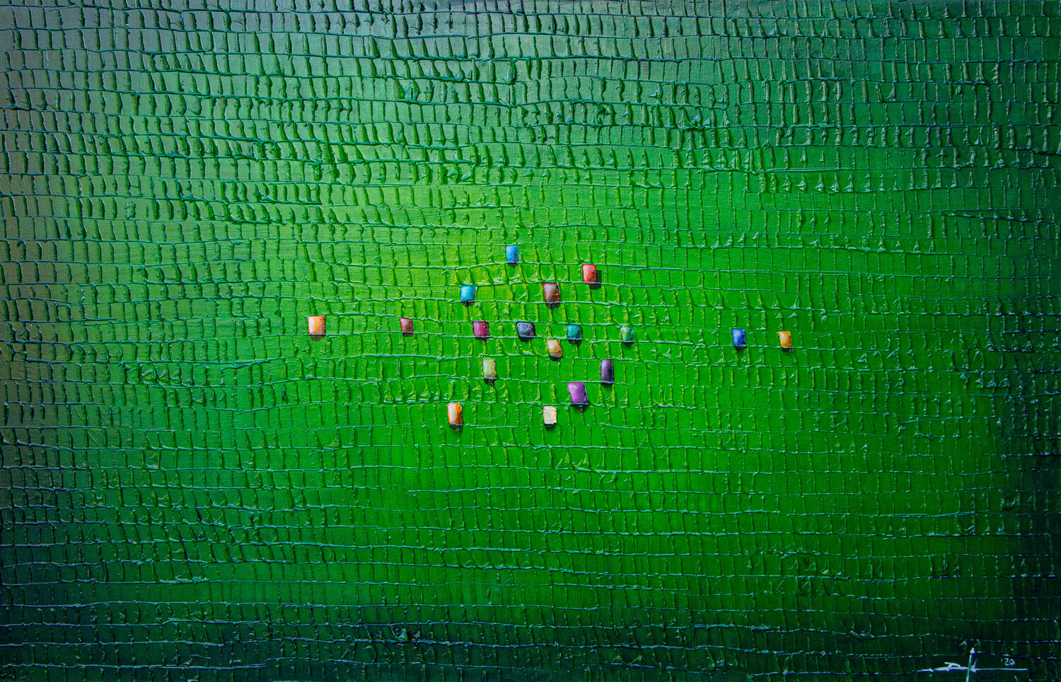 Analog Pixels / Serial Rectangles / 2020 / green / 140x90 Danny Frede Origineel schilderij te koop