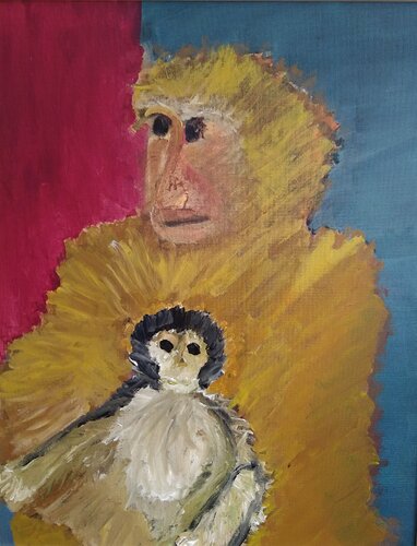 Macaques de Barbarie 2 van Sophie André, Schilderij te koop op Singulart
