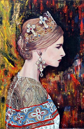 Seitportrait mit Krone von Sylvia Vandermeer, Malerei kaufen auf Singulart