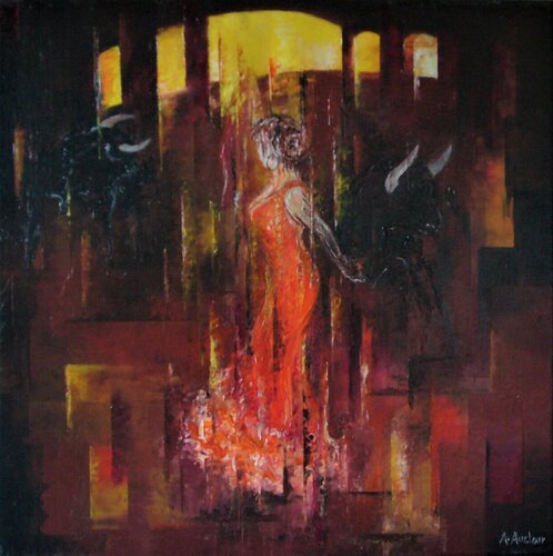 Danse avec les taureaux ... van Arly Auclair, Schilderij te koop op Singulart