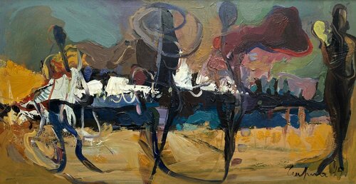 Dancing at the seaside van Fatmir Tufina, Schilderij te koop op Singulart