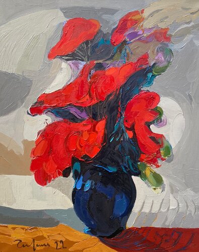 Vase of flowers de Fatmir Tufina, Pintura a la venta en Singulart