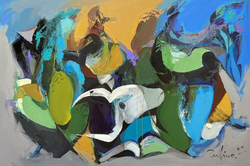 Abstract dance of animals von Fatmir Tufina, Malerei kaufen auf Singulart