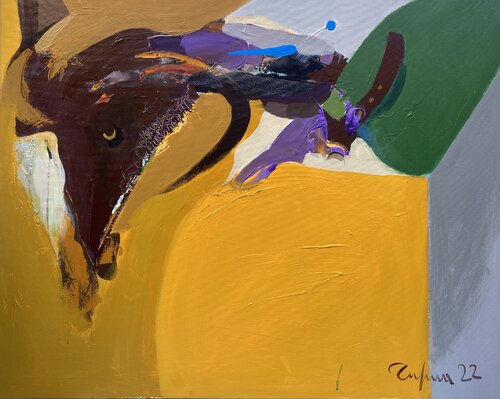 Goat in the sunset di Fatmir Tufina, Pittura in vendita su Singulart