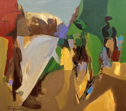 Women in the park di Fatmir Tufina, Pittura in vendita su Singulart