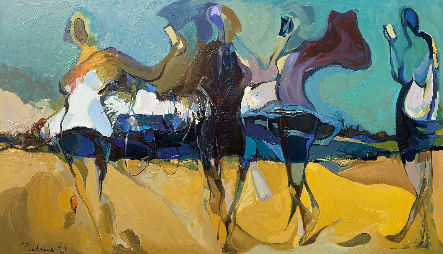 Digital Space in the Colors of Evening Fatmir Tufina Originalgemälde zu verkaufen