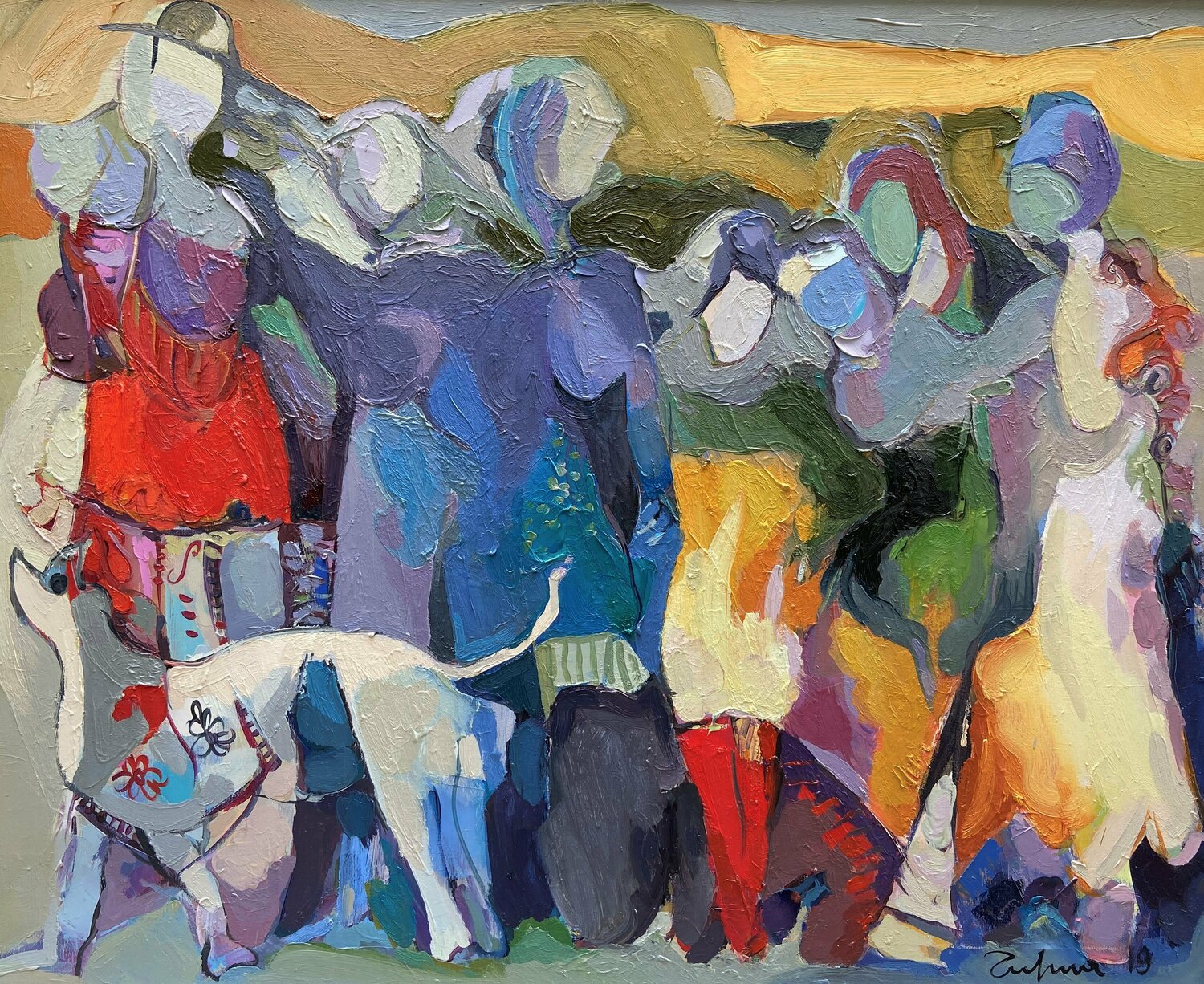Women in the city Fatmir Tufina Originalgemälde zu verkaufen