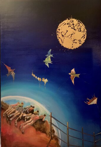 Le soleil embrasse la lune de Lisbeth Buonanno, Pintura a la venta en Singulart