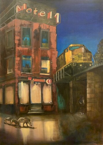 La nuit jaune mystèrieuse van Lisbeth Buonanno, Schilderij te koop op Singulart
