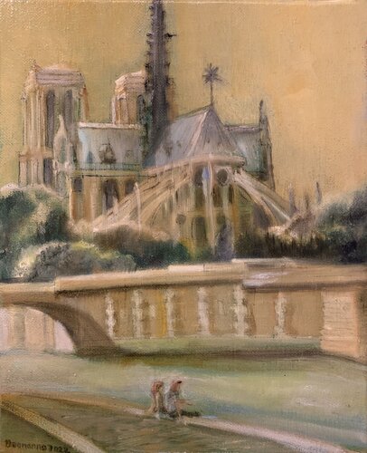 Un après-midi amoureux sur les quais de Seine van Lisbeth Buonanno, Schilderij te koop op Singulart
