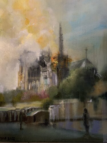 Notre-Dame habillée de feu von Lisbeth Buonanno, Malerei kaufen auf Singulart