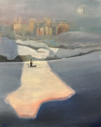 Solace winter's embrace di Lisbeth Buonanno, Pittura in vendita su Singulart