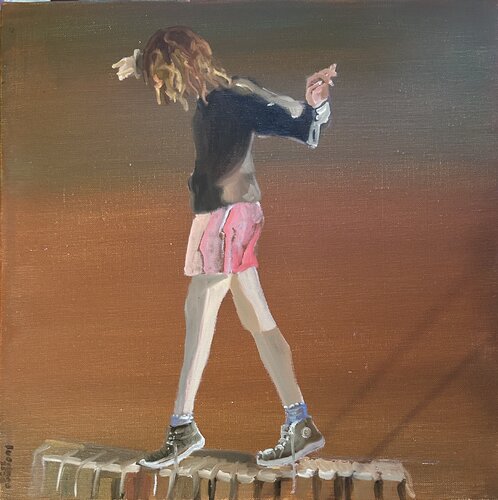 Funambule en herbe by Lisbeth Buonanno, Painting for Sale on Singulart