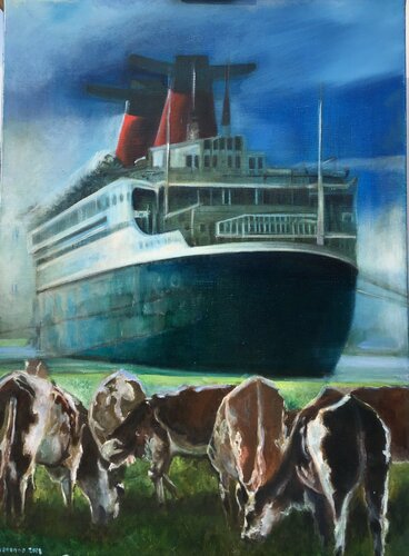 Le ruban bleu  Le Normandie von Lisbeth Buonanno, Malerei kaufen auf Singulart