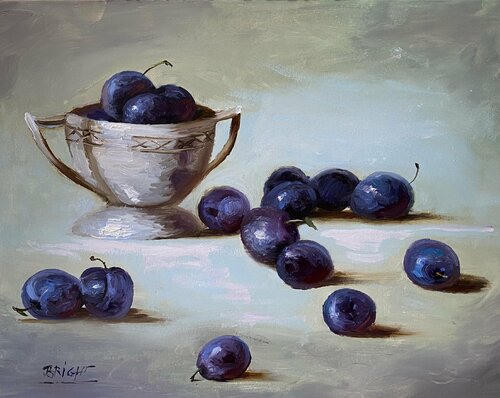 Plums With Silver van Julia Bright, Schilderij te koop op Singulart