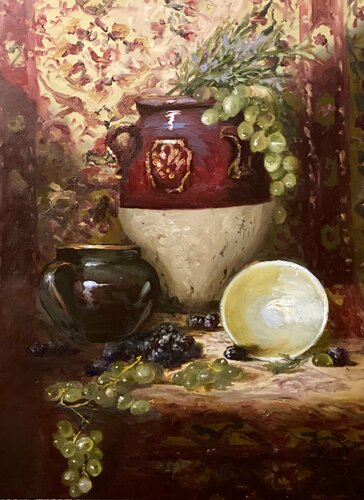 Composition In Alizarin Crimson by Julia Bright, Painting for Sale on Singulart