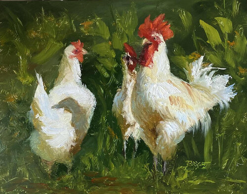 Just Between Us Chickens van Julia Bright, Schilderij te koop op Singulart
