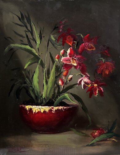 Mystery In Alizarin van Julia Bright, Schilderij te koop op Singulart