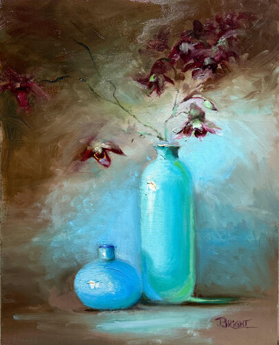 Symphony in Turquoise van Julia Bright, Schilderij te koop op Singulart