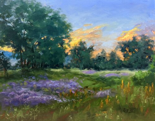 Evening Wildflowers van Julia Bright, Schilderij te koop op Singulart