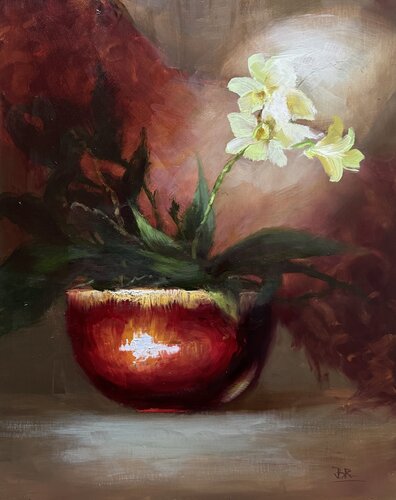 Vietnamese Orchid Pot by Julia Bright, 油畫 for Sale on Singulart