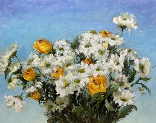 Sunny With A Chance Of Daisies di Julia Bright, Pittura in vendita su Singulart