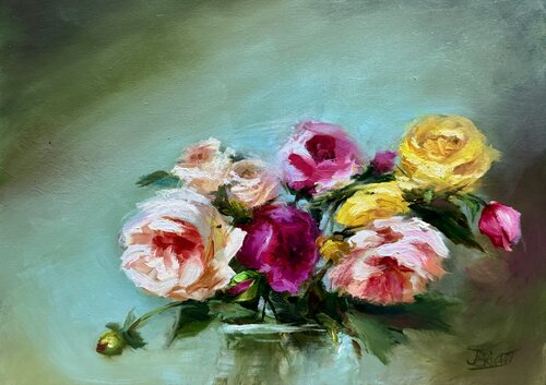Roses In Quiet Emptiness by Julia Bright, 油畫 for Sale on Singulart