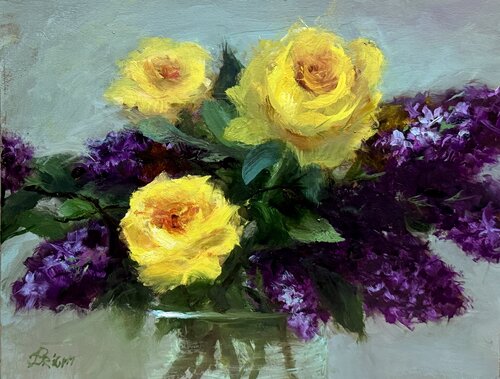 Violet And Gold by Julia Bright, Painting for Sale on Singulart