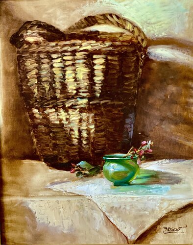 Giant Basket, Little Glass Vase van Julia Bright, Schilderij te koop op Singulart